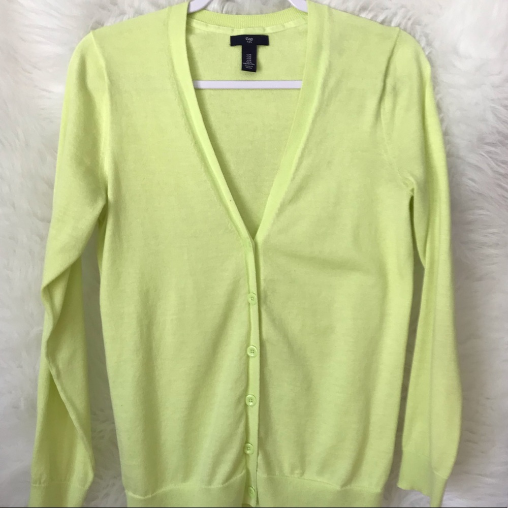 Gap button down neon green cardigan